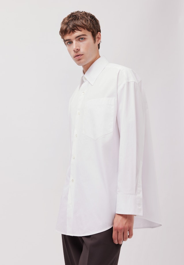 Oversized Unisex Hemd Uni in Weiß |  Seidensticker Onlineshop