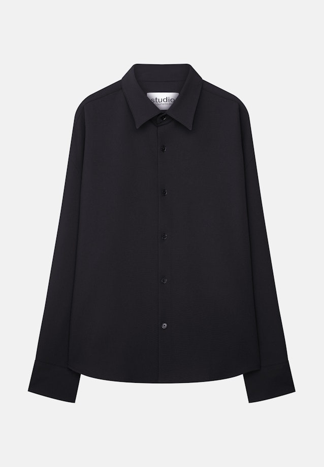Oversized Fashion-Hemd Uni in Schwarz |  Seidensticker Onlineshop