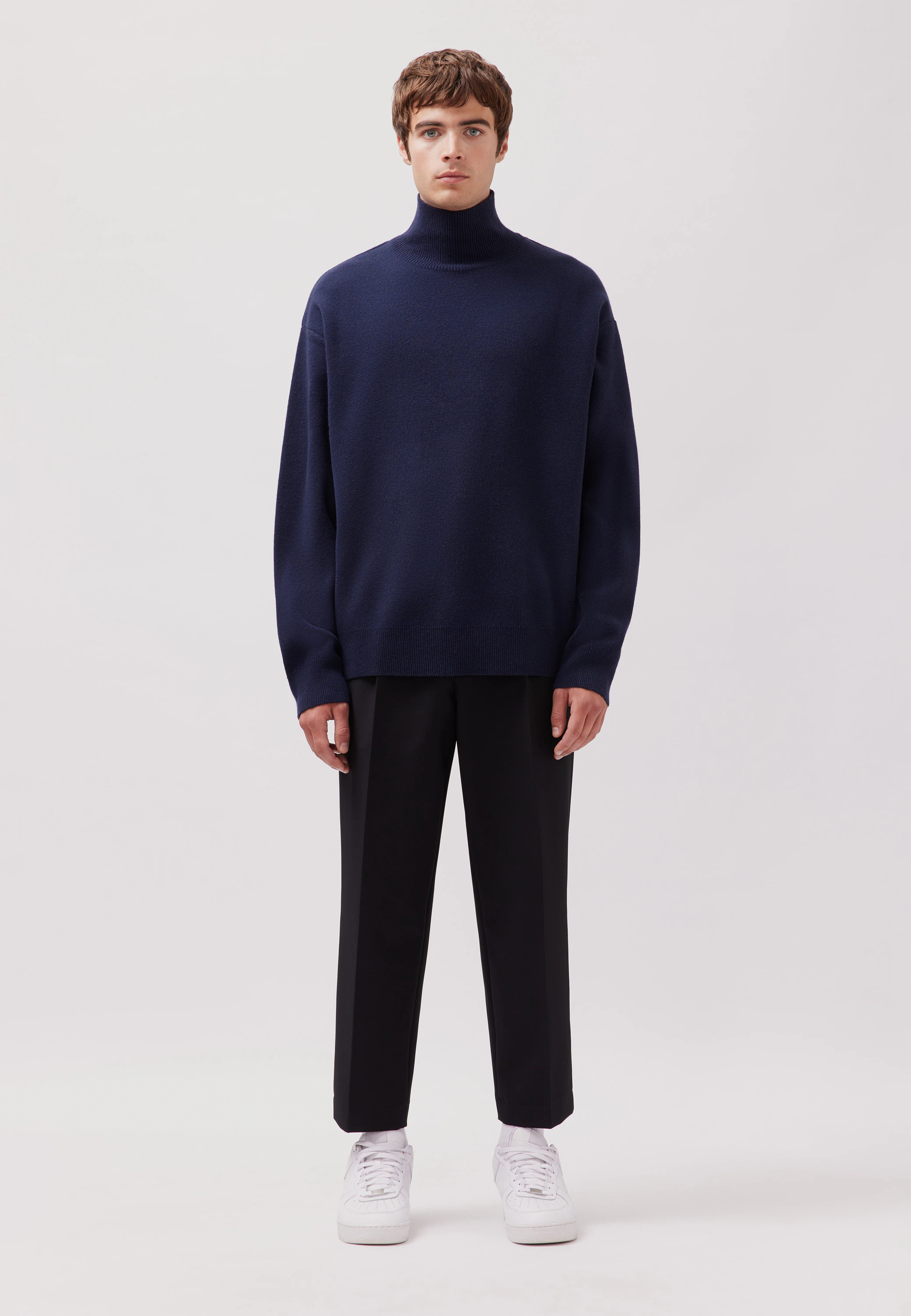 Stehkragenpullover mit Kaschmir Blau