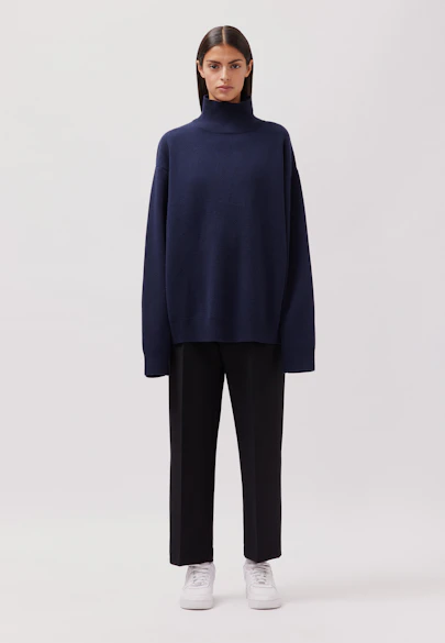 Stehkragenpullover mit Kaschmir in Dunkelblau |  Seidensticker Onlineshop
