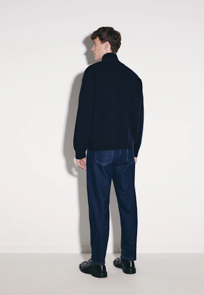 Stand Collar Sweater with Cashmere in Dunkelblau |  Seidensticker Onlineshop
