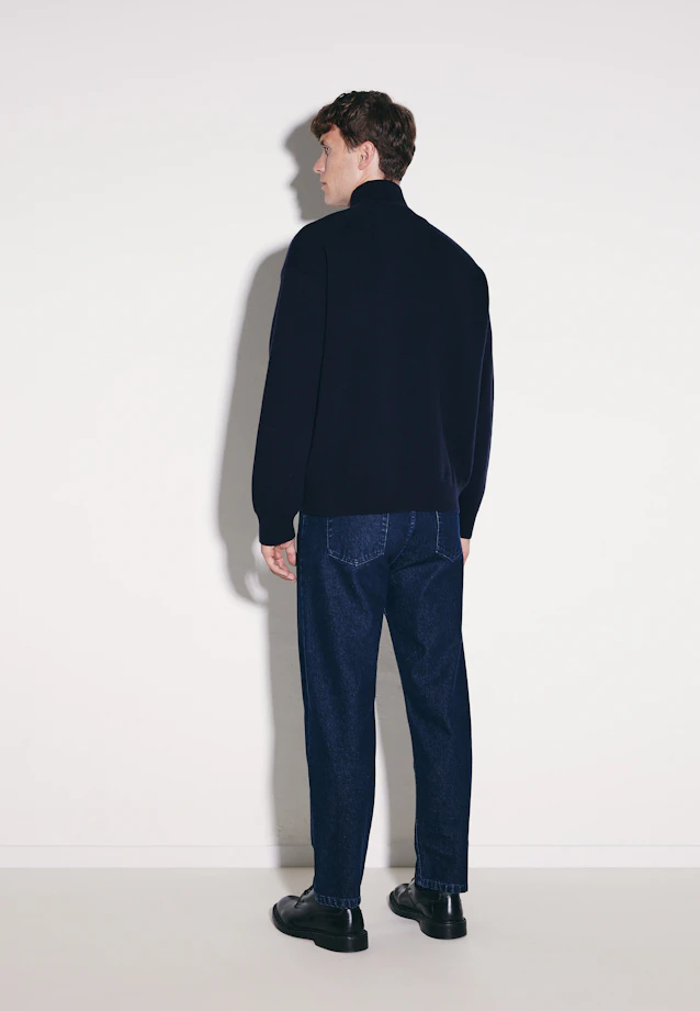 Stand Collar Sweater with Cashmere in Dunkelblau |  Seidensticker Onlineshop