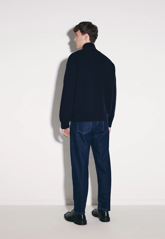 Stand Collar Sweater with Cashmere in Dunkelblau | Seidensticker online shop