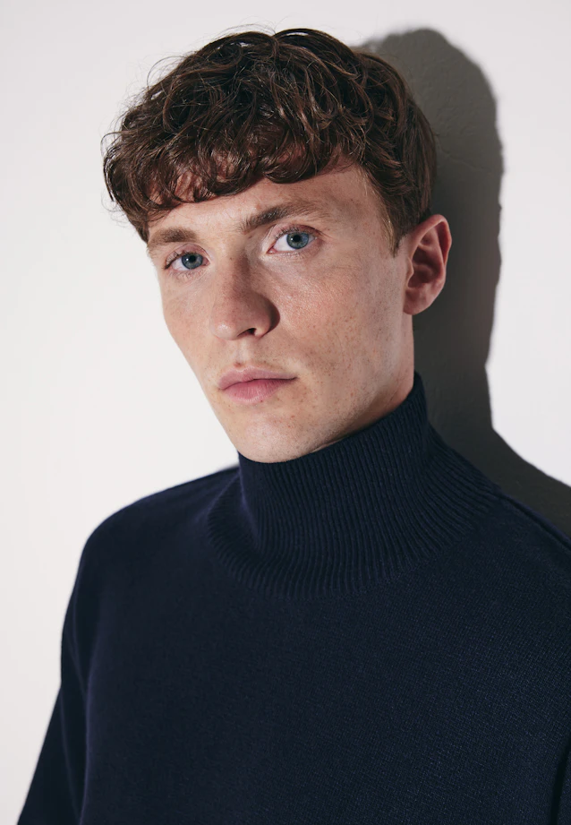 Pull à col montant avec cachemire in Bleu Foncé |  Seidensticker Onlineshop