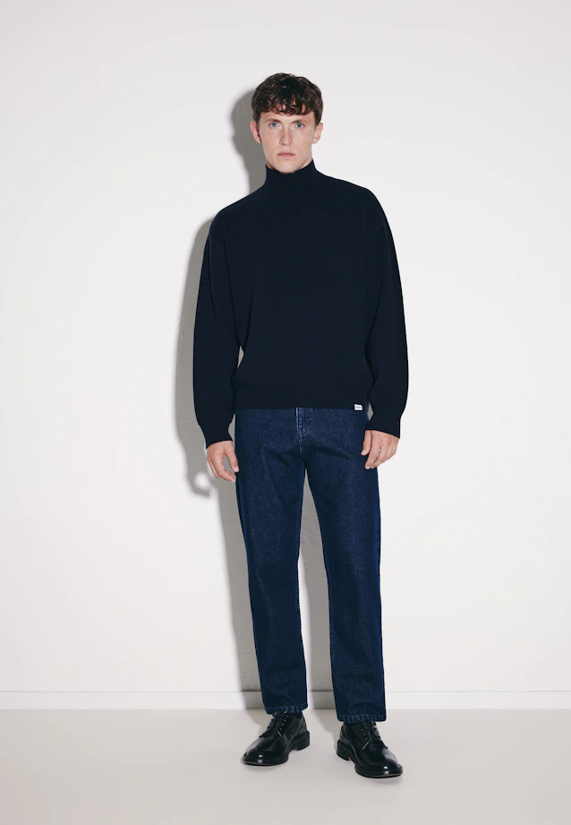 Stand Collar Sweater with Cashmere in Dunkelblau |  Seidensticker Onlineshop