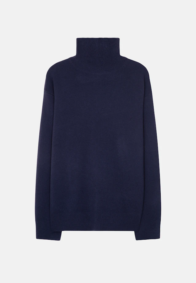 Stand Collar Sweater with Cashmere in Dunkelblau |  Seidensticker Onlineshop