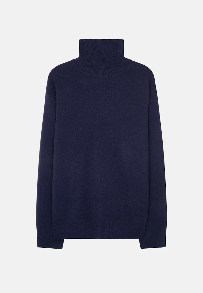 Stehkragenpullover mit Kaschmir in Dunkelblau | Seidensticker Onlineshop