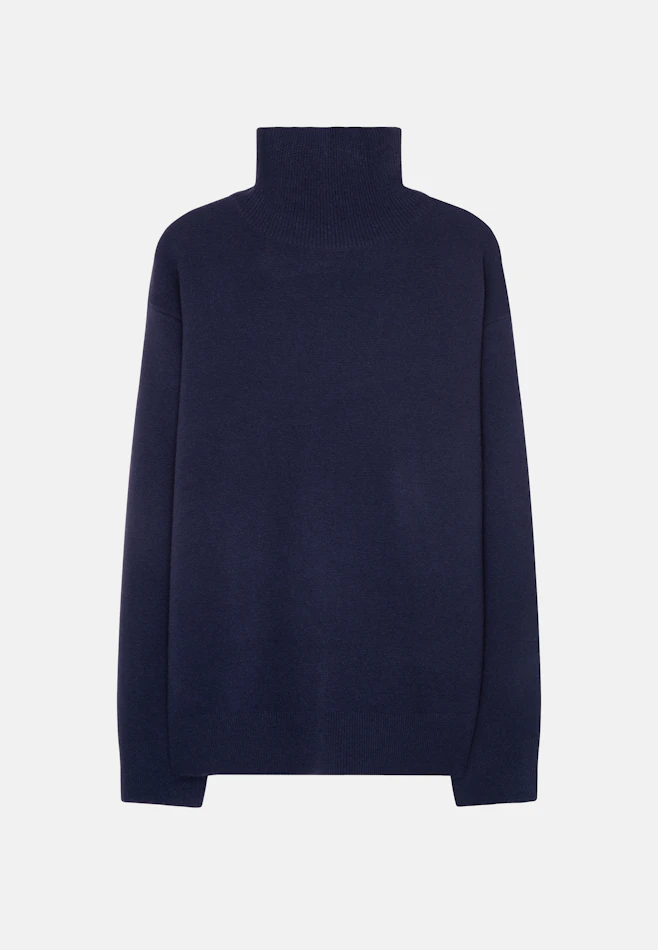 Stehkragenpullover mit Kaschmir in Dunkelblau | Seidensticker Onlineshop