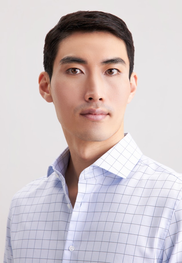 Slim Business shirt Check in Mittelblau |  Seidensticker Onlineshop