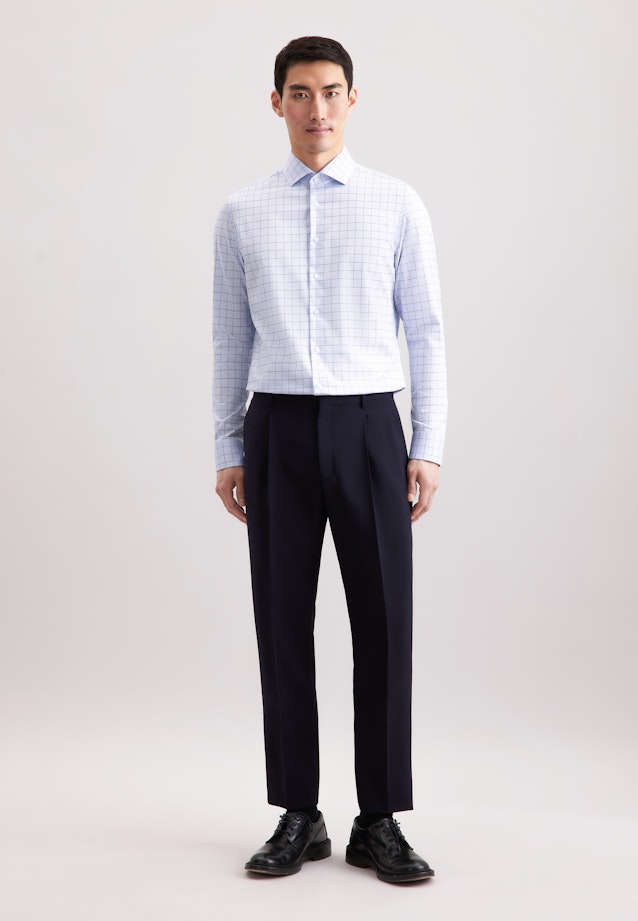 Slim Business shirt Check in Mittelblau |  Seidensticker Onlineshop