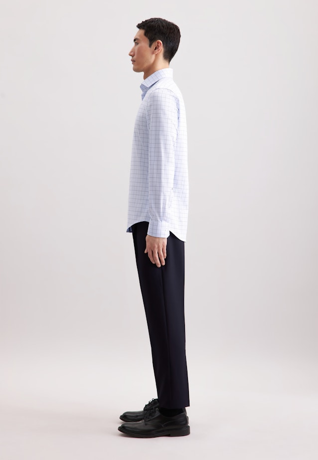 Slim Business shirt Check in Mittelblau |  Seidensticker Onlineshop