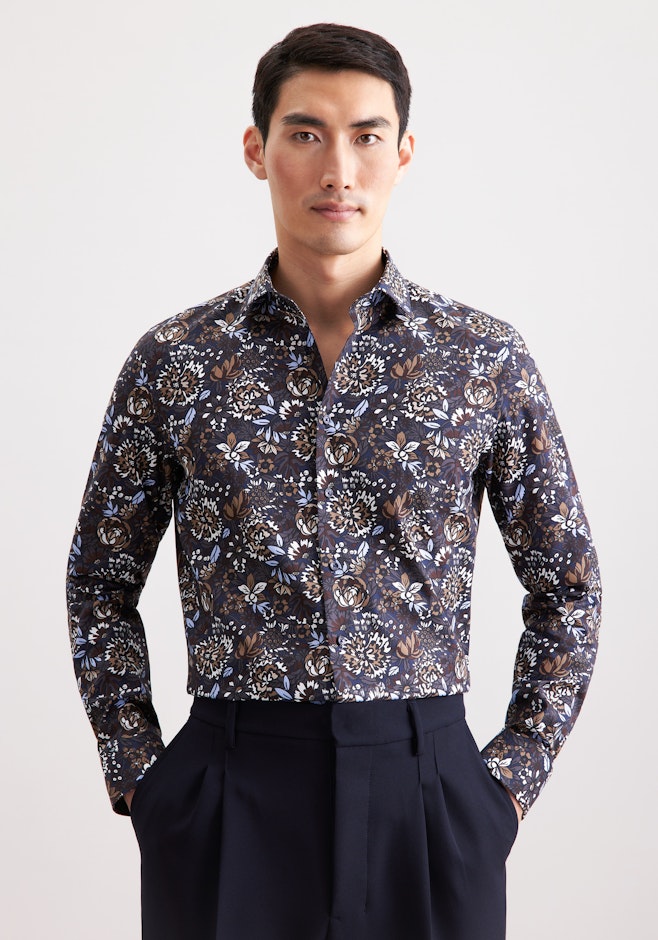 Slim Business Hemd Geblümt in Braun | Seidensticker Onlineshop