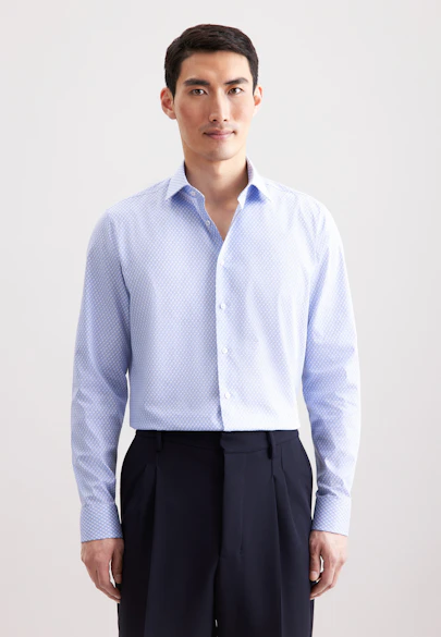Slim Chemise Performance Imprimé in Bleu Moyen |  Seidensticker Onlineshop