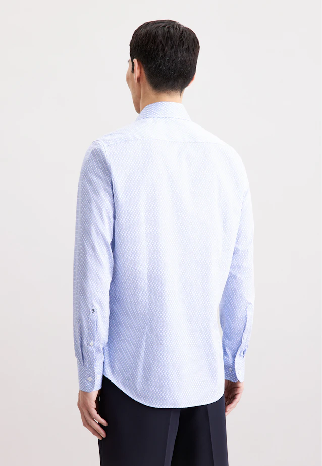 Slim Performance-Hemd Druck in Mittelblau |  Seidensticker Onlineshop