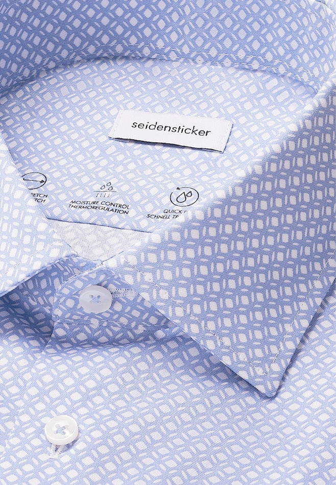Slim Performance-Hemd Druck in Mittelblau | Seidensticker Onlineshop