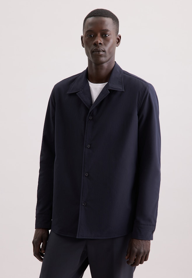 Regular Wattiertes Hemd Uni in Dunkelblau | Seidensticker Onlineshop