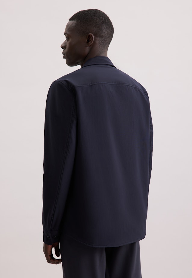 Regular Wattiertes Hemd Uni in Dunkelblau |  Seidensticker Onlineshop