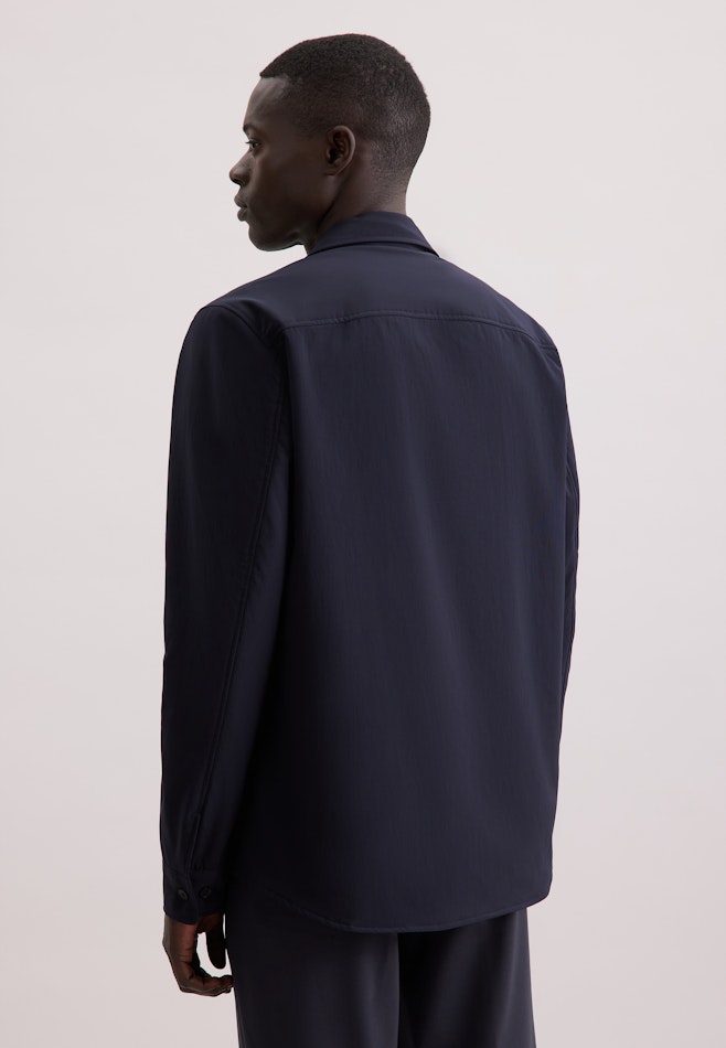 Regular Wattiertes Hemd Uni in Dunkelblau | Seidensticker Onlineshop