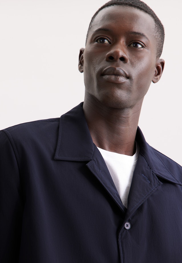 Regular Wattiertes Hemd Uni in Dunkelblau |  Seidensticker Onlineshop