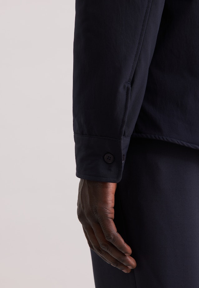 Regular Wattiertes Hemd Uni in Dunkelblau |  Seidensticker Onlineshop