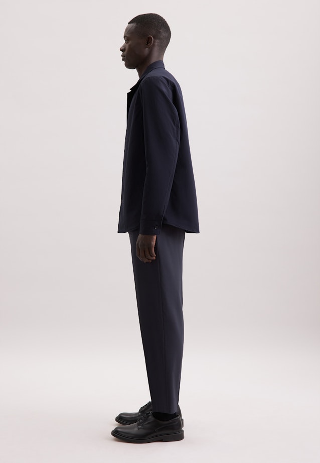 Regular Wattiertes Hemd Uni in Dunkelblau |  Seidensticker Onlineshop