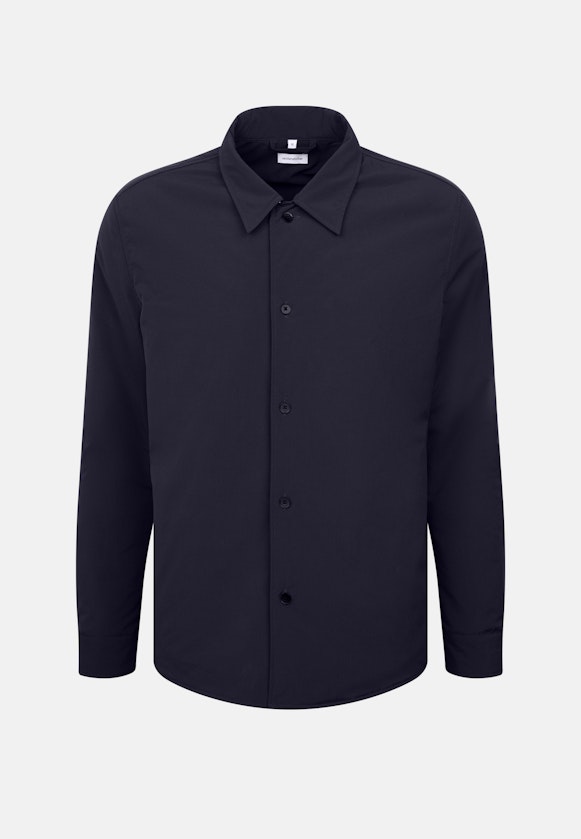 Regular Wattiertes Hemd Uni in Dunkelblau |  Seidensticker Onlineshop