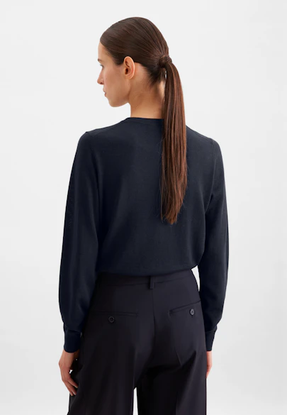Fine knit sweater made of wool and silk in Dunkelblau |  Seidensticker Onlineshop