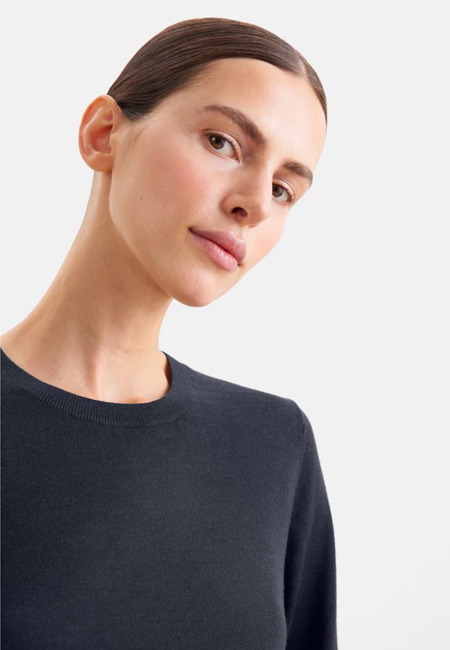 Feinstrickpullover aus Wolle und Seide in Dunkelblau |  Seidensticker Onlineshop