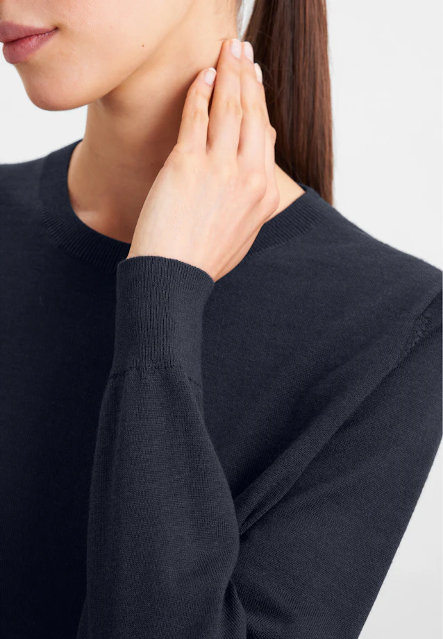 Feinstrickpullover aus Wolle und Seide in Dunkelblau |  Seidensticker Onlineshop