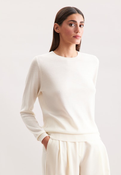 Feinstrickpullover aus Wolle und Seide in Ecru |  Seidensticker Onlineshop