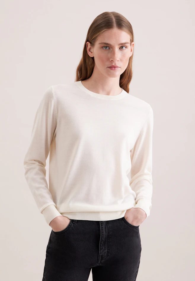 Feinstrickpullover aus Wolle und Seide in Off white | Seidensticker Onlineshop