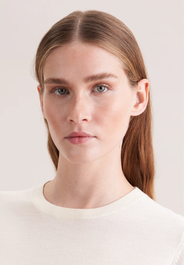 Un pull fin en tricot en laine et soie in Ecru |  Seidensticker Onlineshop