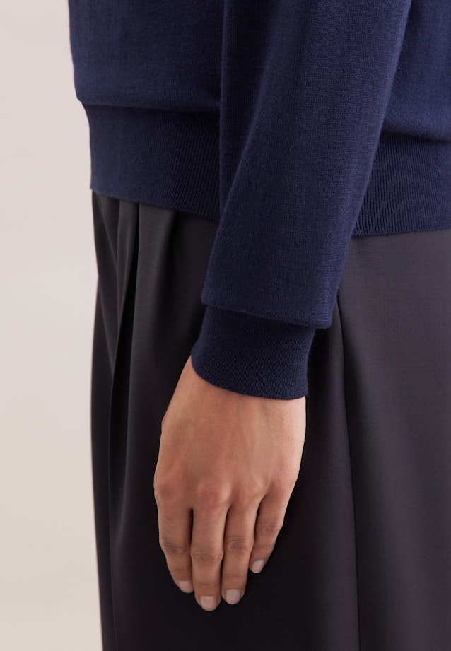 Feinstrickpullover aus Wolle und Seide in Dunkelblau |  Seidensticker Onlineshop