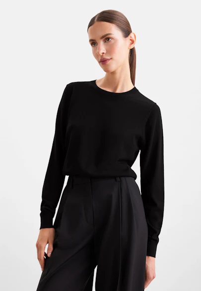 Feinstrickpullover aus Wolle und Seide in Schwarz |  Seidensticker Onlineshop