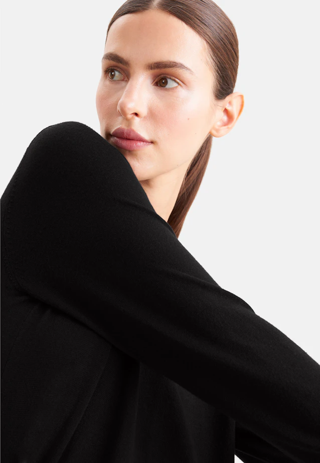 Feinstrickpullover aus Wolle und Seide in Schwarz |  Seidensticker Onlineshop