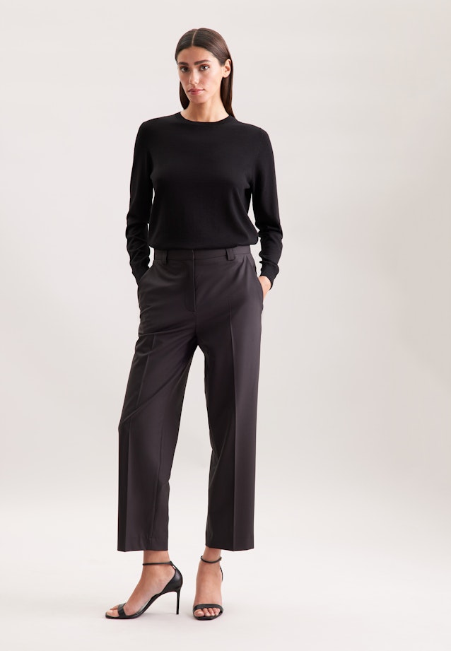 Feinstrickpullover aus Wolle und Seide in Schwarz |  Seidensticker Onlineshop