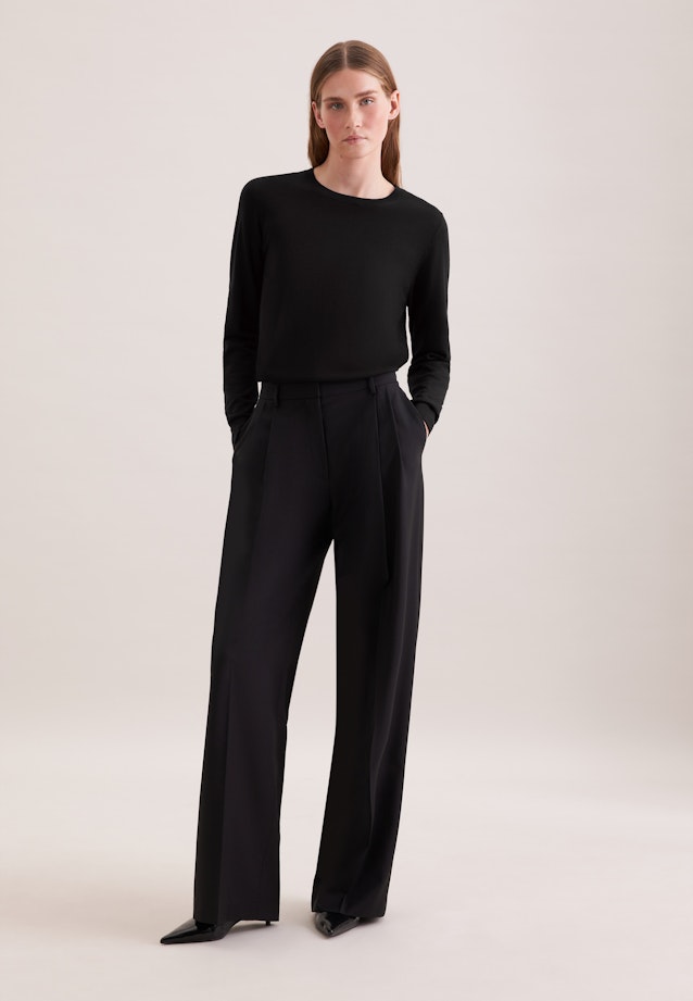 Un pull fin en tricot en laine et soie in Noir |  Seidensticker Onlineshop