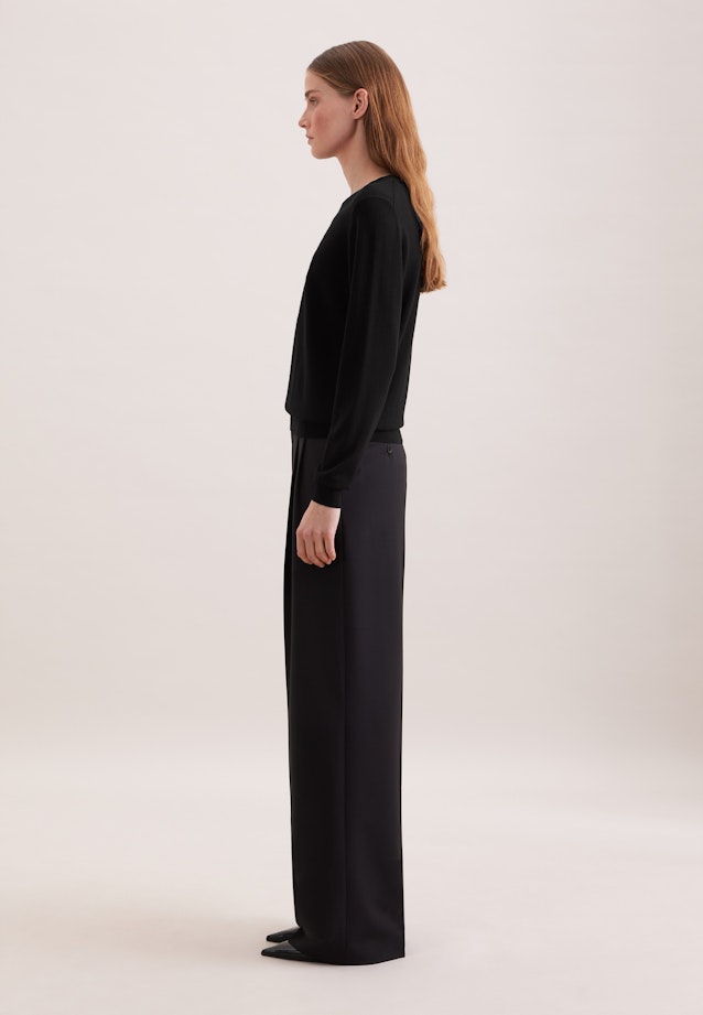 Un pull fin en tricot en laine et soie in Noir |  Seidensticker Onlineshop