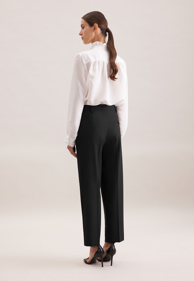 Schmale Hose mit Bügelfalten aus einer Wollmischung in Schwarz | Seidensticker Onlineshop