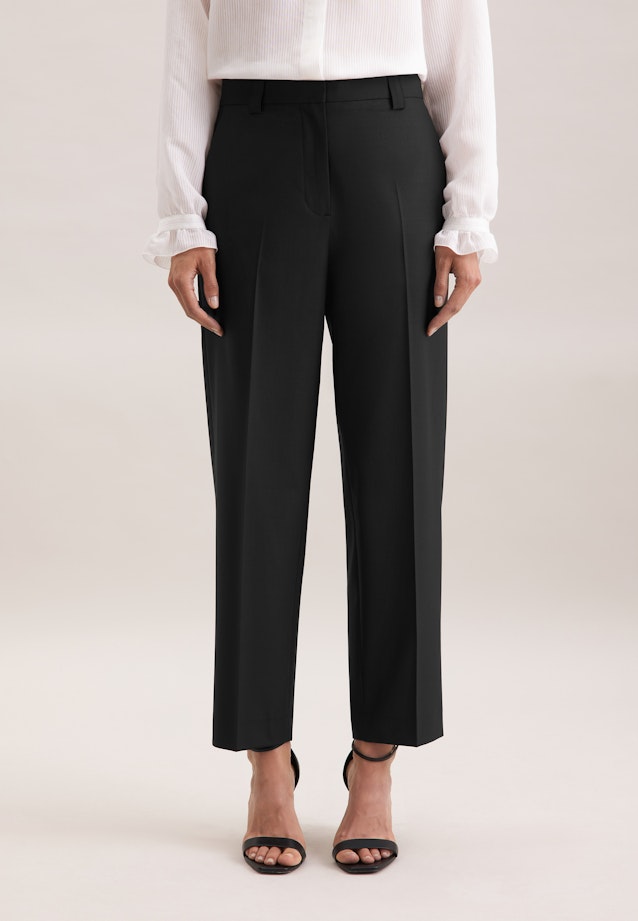 Schmale Hose mit Bügelfalten aus einer Wollmischung in Schwarz |  Seidensticker Onlineshop