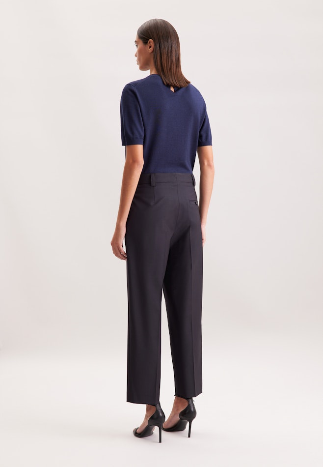 Schmale Hose mit Bügelfalten aus einer Wollmischung in Dunkelblau | Seidensticker Onlineshop