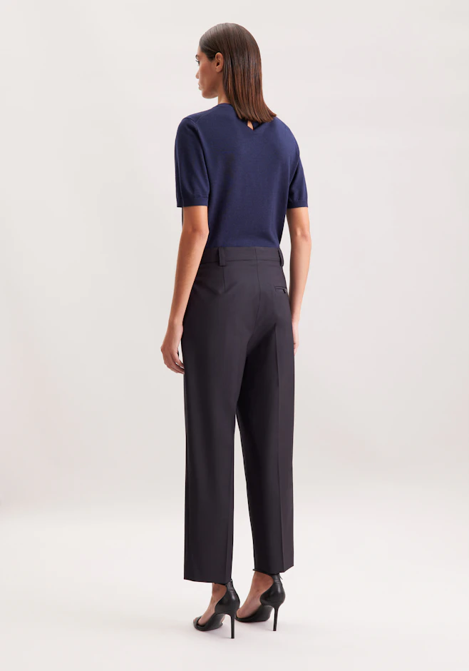 Schmale Hose mit Bügelfalten aus einer Wollmischung in Dunkelblau | Seidensticker Onlineshop