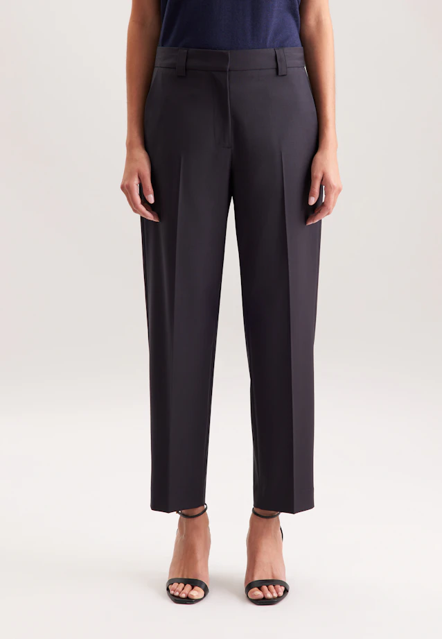 Slim trousers with creases made of wool-blend in Dunkelblau |  Seidensticker Onlineshop