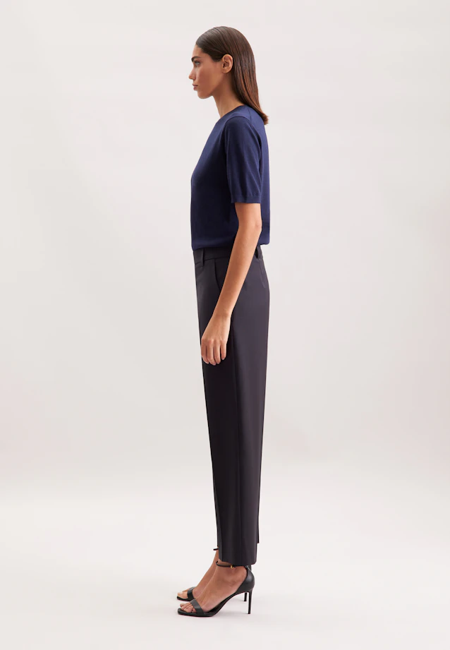 Slim trousers with creases made of wool-blend in Dunkelblau |  Seidensticker Onlineshop