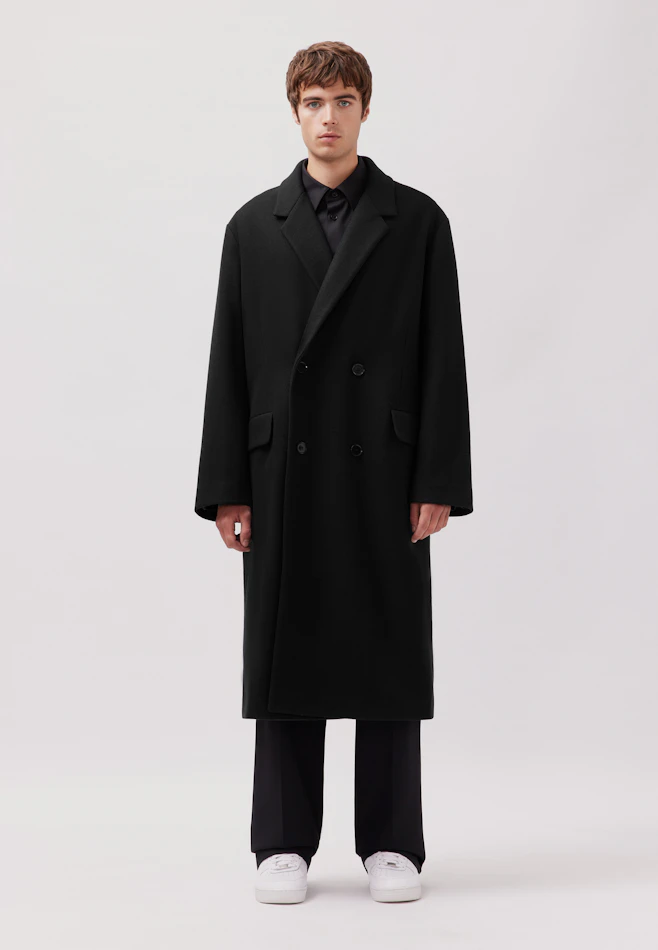 Oversized Mantel aus japanischem Wollmix dans Noir | Boutique en ligne Seidensticker
