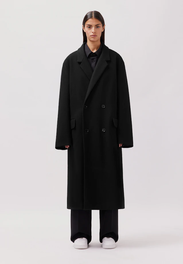 Oversized Mantel aus japanischem Wollmix in Noir |  Seidensticker Onlineshop