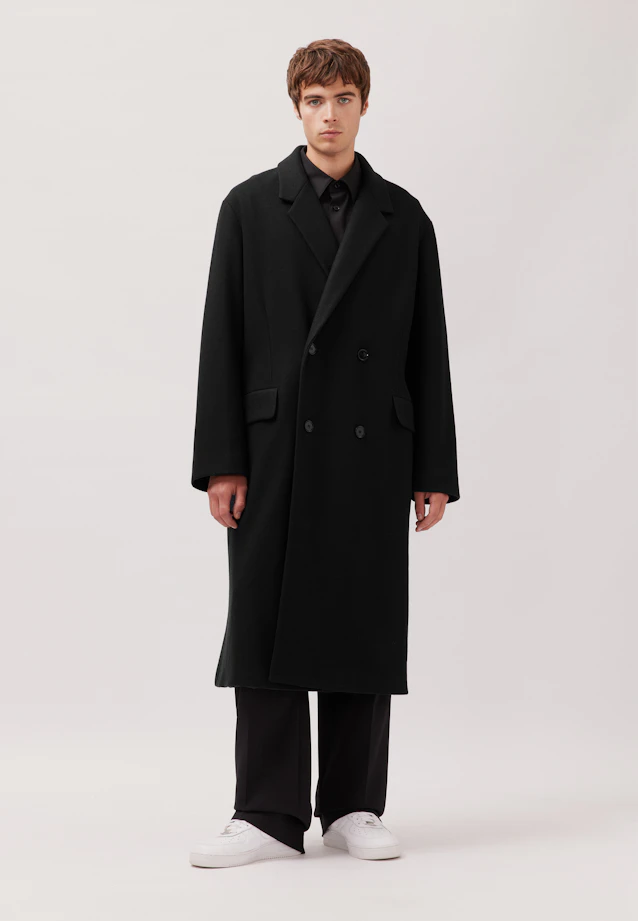 Oversized Mantel aus japanischem Wollmix in Noir |  Seidensticker Onlineshop