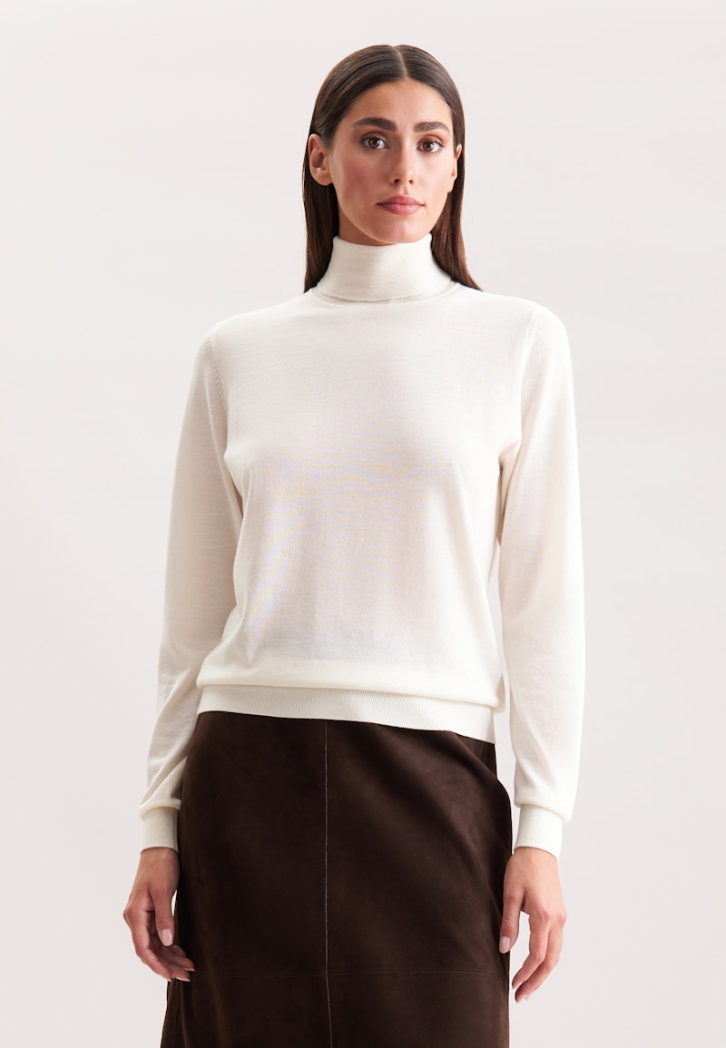 Leichter Rollkragenpullover aus Wolle und Seide