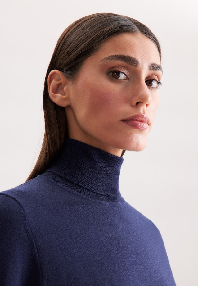 Leichter Rollkragenpullover aus Wolle und Seide in Dunkelblau |  Seidensticker Onlineshop