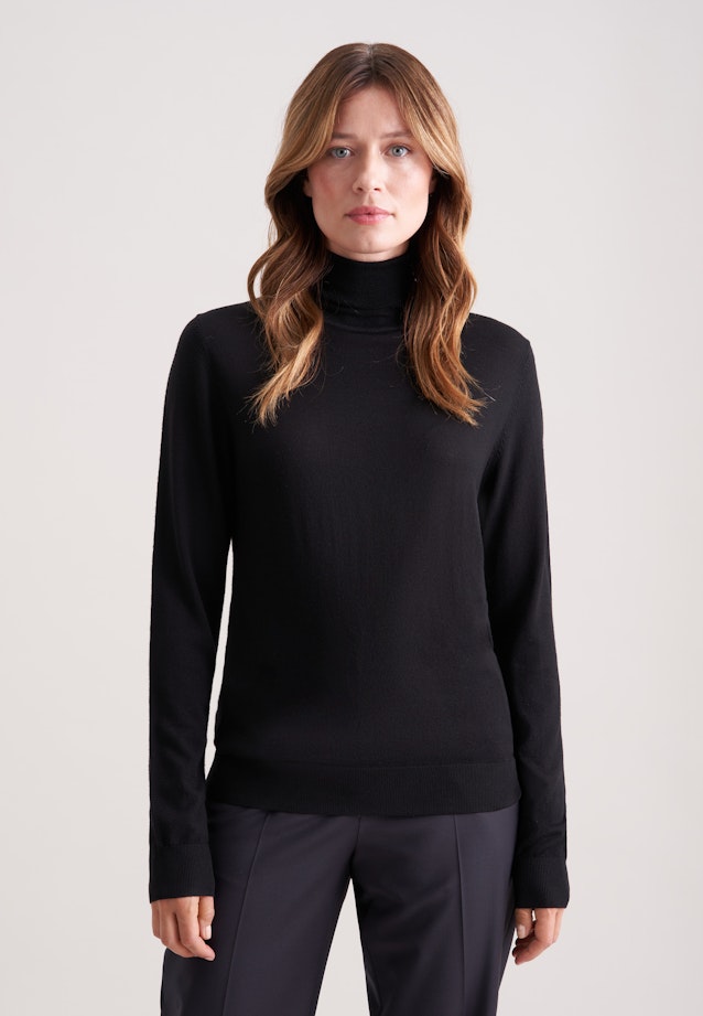 Leichter Rollkragenpullover aus Wolle und Seide in Schwarz |  Seidensticker Onlineshop